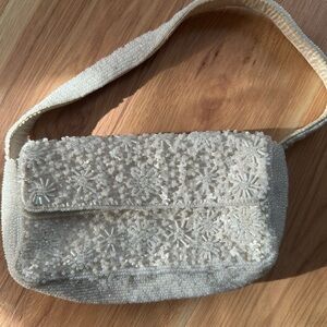 Elegant Cream Beaded Women's Bag